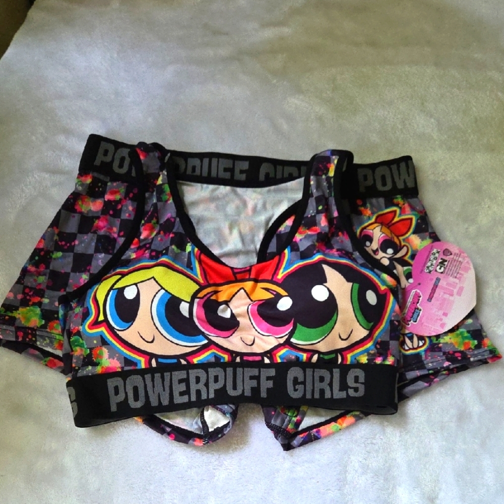 Powerpuff Girls Sports Bra and Shorts Set - Multicolor Size Small